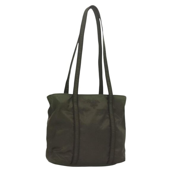 PRADA Shoulder Bag Nylon Khaki Silver Auth BA2451 - Picture 1 of 16